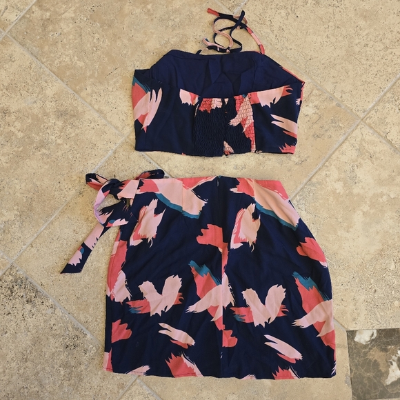 Lulus Atristic Impulsive Navy Blue Abstract Print two-piece Mini Dress - Large - Picture 3 of 5